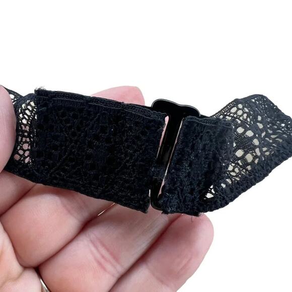 Victoria's Secret Long Line Choker Black Mesh Lined Plunge Bra Womens 34DD - Picture 4 of 8